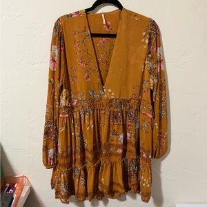 Free People Mustard Floral Dress